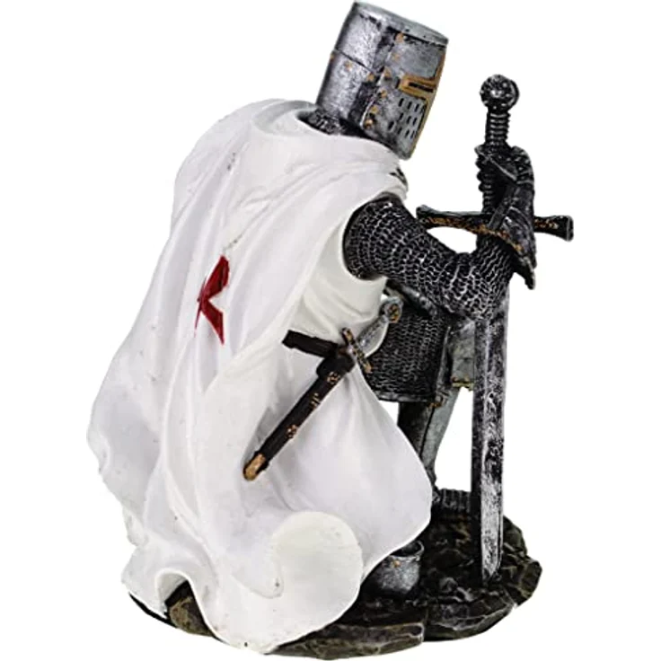 Tempelritter knieend 17 cm Figur Templer Ritter Templerkreuz Deko Skulptur – Bild 8
