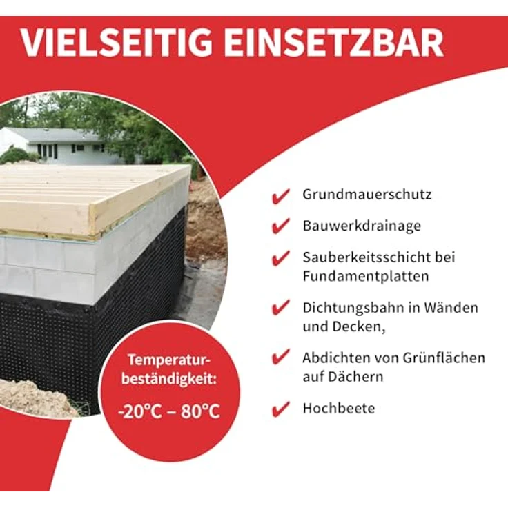 Onduline FONDALINE 400 Noppenbahn Hochbeetfolie, 0,5m x 5m, druck- und wurzelfest, optimale Luftzirkulation – Bild 6