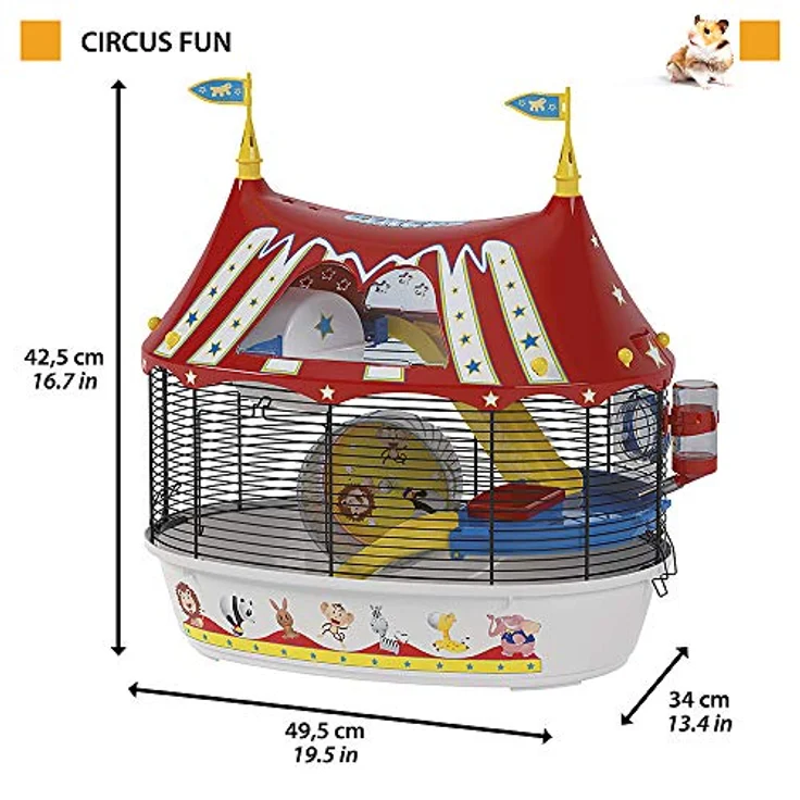 Ferplast Hamsterkäfig, CIRCUS FUN Nagerkäfig, Kleintierkäfig, Hamsterzubehör inklusive, 50 x 34 x h 43 cm. – Bild 2