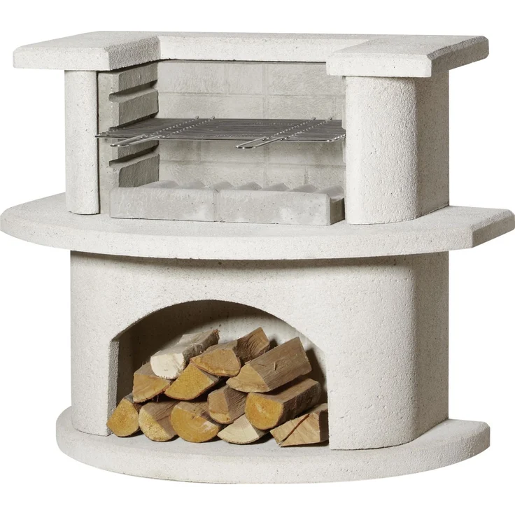 Buschbeck Grillbar Venedig, weiß, 93 x 110 x 65 cm, aus Stahlbeton, für Holz- und Holzkohlefeuerung