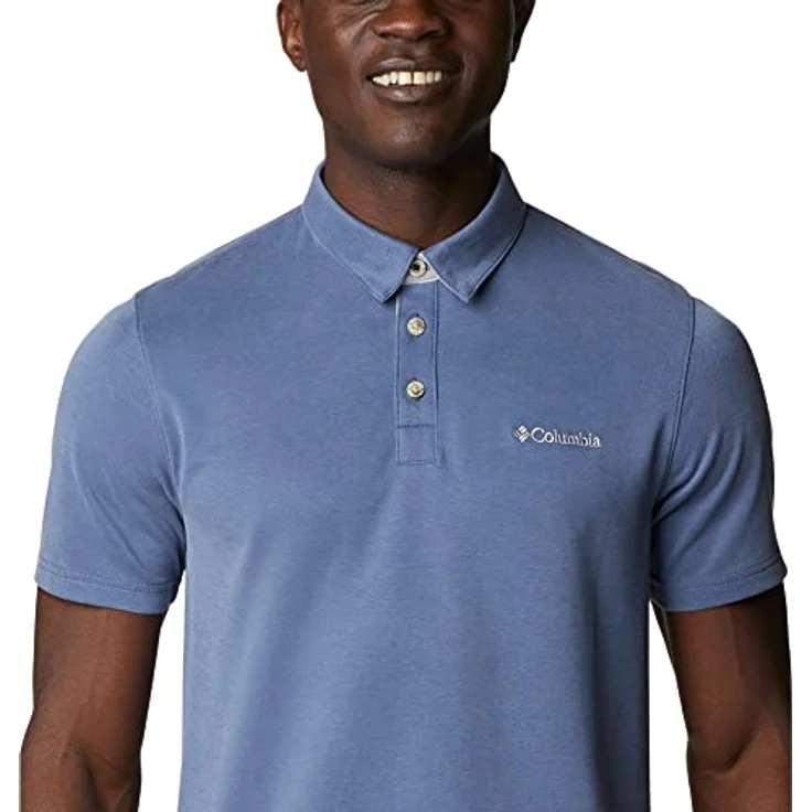 Columbia Nelson Point Polo-Shirt für Herren, bequemes Material aus 70% Modal und 30% Polyester, blau, Größe S – Bild 4