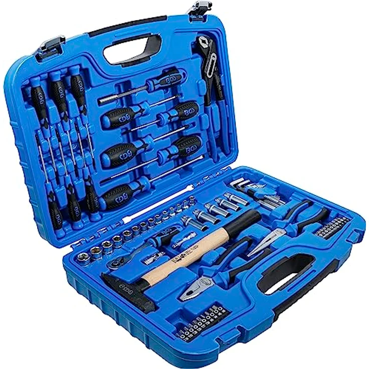 BGS Steckschlüssel-Werkzeugkoffer 67-tlg., Chrom-Vanadium-Stahl, ergonomische 2-Komponenten-Griffe, kompakte Aufbewahrung – Bild 5