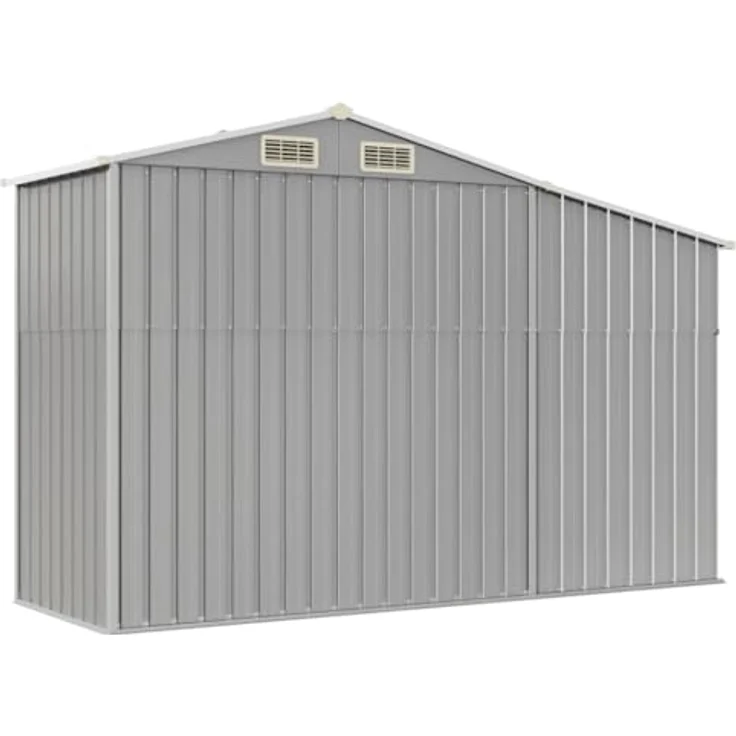 vidaXL Gerätehaus Grau 277x93x179 cm Verzinkter Stahl – Bild 5
