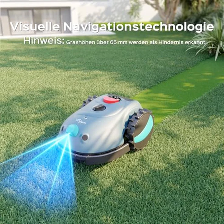 YARDCARE V100 Mähroboter, kabellos mit Vision-Navigation, 150 Hinderniserkennung, 4,0 Ah Akku, Schwebende Messerscheibe, inklusive Ersatzklingen – Bild 4