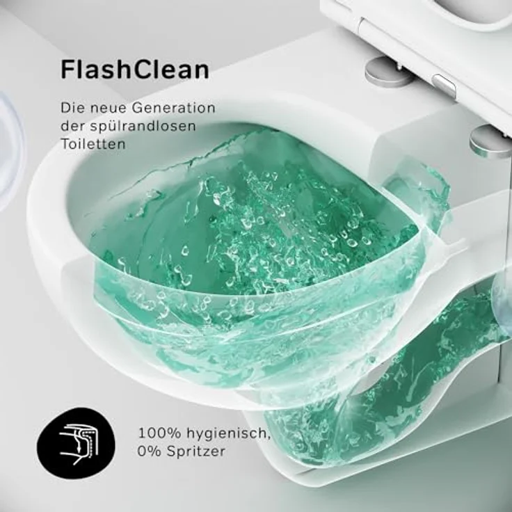 Spülrandloses Wand-Hänge-WC inkl. WC-Sitz mit Soft-Close-Absenkautomatik - Wand-WC Hängend ohne Spülrand, Hänge-Toilette Spülrandlos aus Keramik - AM.PM CTA1700SC Hit FlashClean, Weiß – Bild 4