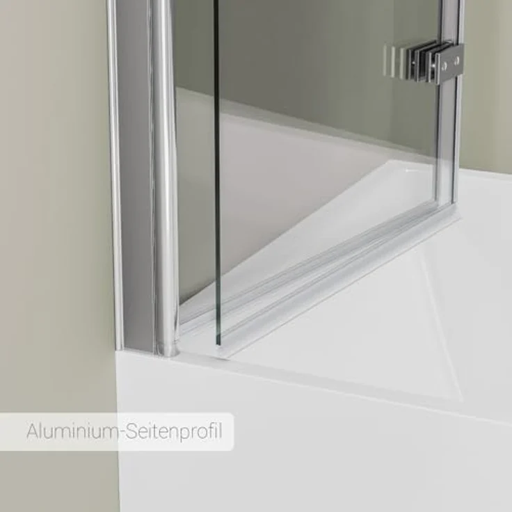 BERNSTEIN Schwenkbarer Badewannenaufsatz EX201, Duschabtrennung aus 6 mm Klarglas mit Nano-Beschichtung, Aluminiumprofil in Chrom, Höhe 140 cm, Breite 80 cm – Bild 5