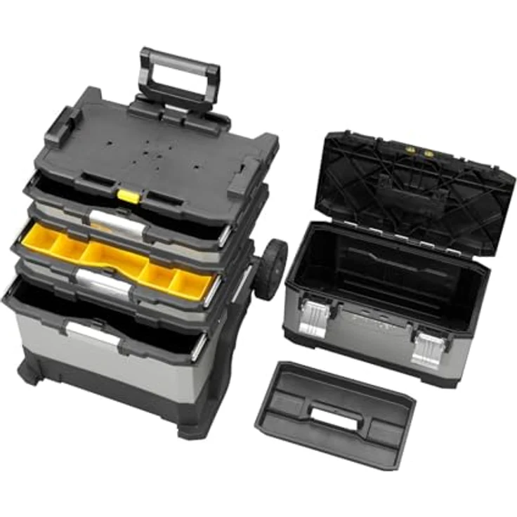 Stanley FatMax Rollende Werkstatt aus Metall-Kunststoff 1-95-622 ? Werkzeugwagen leer ? Vielseitige Werkzeugbox für Kleinteile und große Werkzeuge – Bild 2