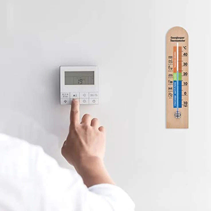 TFA Dostmann Energiespar-Thermometer, 12.1055.05, Innenthermometer, mit Energiespar Tipps, Komfortbereich, Temperaturüberwachung, Buche – Bild 5