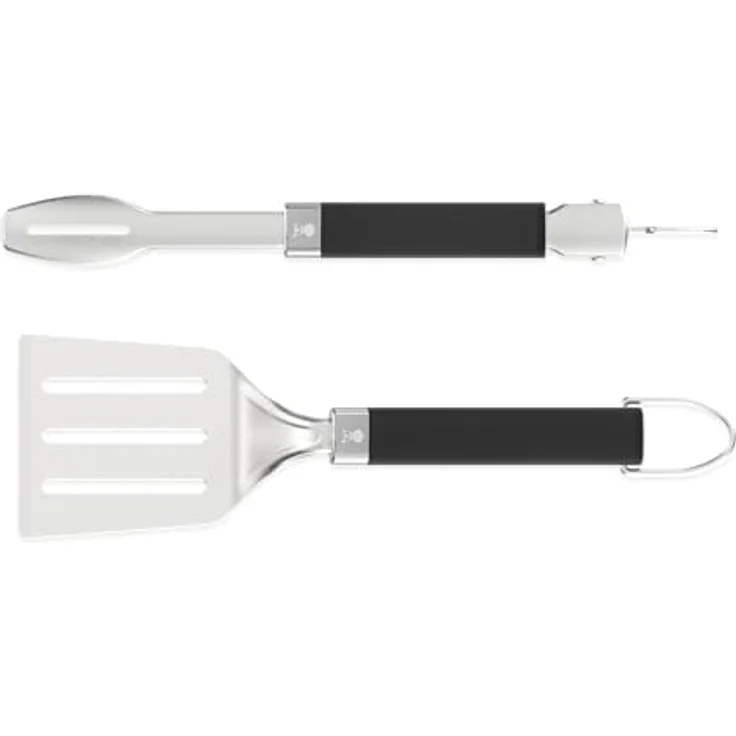 Weber tragbares Grillwerkzeugset (2-teilig), Grillzange und Wender aus Edelstahl, spülmaschinengeeignet, Silber - Schwarz – Bild 3