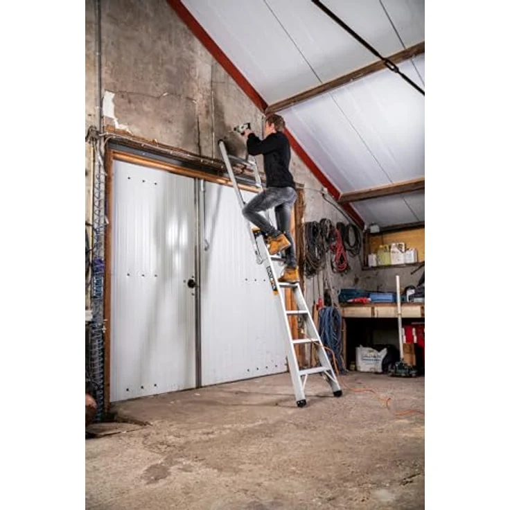 Batavia Multifunktionsleiter 2-in-1, 299 cm hoch, 6 Sprossen, leicht zusammenklappbar, für Innen- und Außeneinsatz – Bild 7