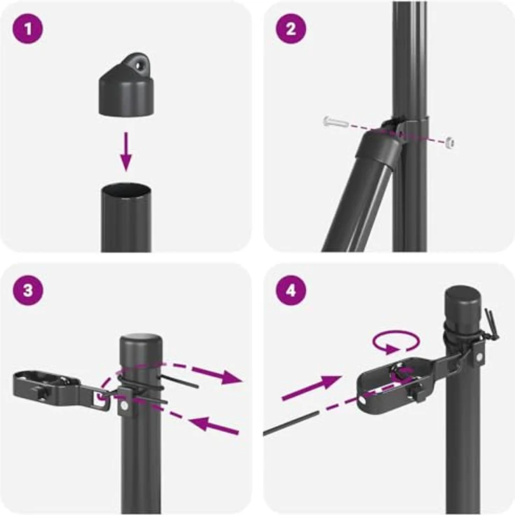 vidaXL Zaunpfosten Set, 7 Stück aus galvanisiertem Stahl, grau, Ø32 mm, 210 cm, wetterfest, für Außenprojekte – Bild 9
