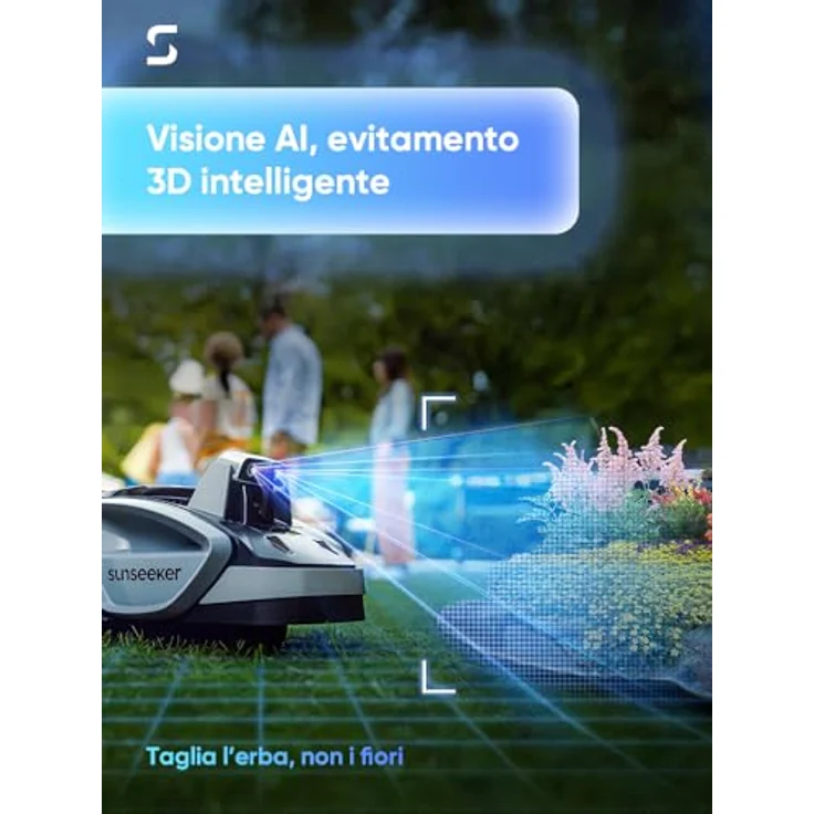 Sunseeker V3 Kabelloser Rasenmäher Roboter 600㎡, mit KI-basierter Vision und intelligentem Hindernisvermeidungssystem, 42% Neigung, leises Geräusch, App-Control - Sunseeker – Bild 2