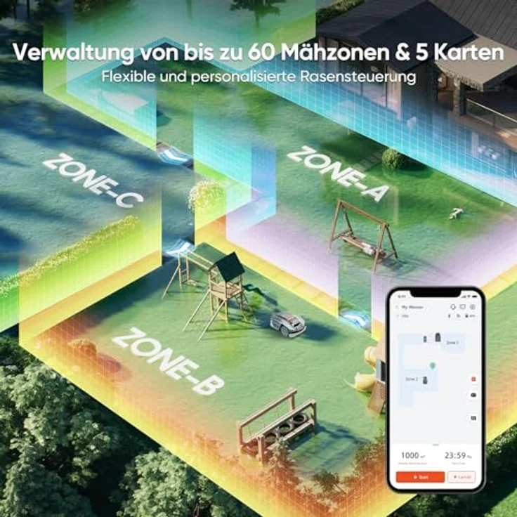Sunseeker Mähroboter 'S3', kabelloser Mähroboter bis 800 m² mit Vision-AI-RTK und Hinderniserkennung – Bild 4