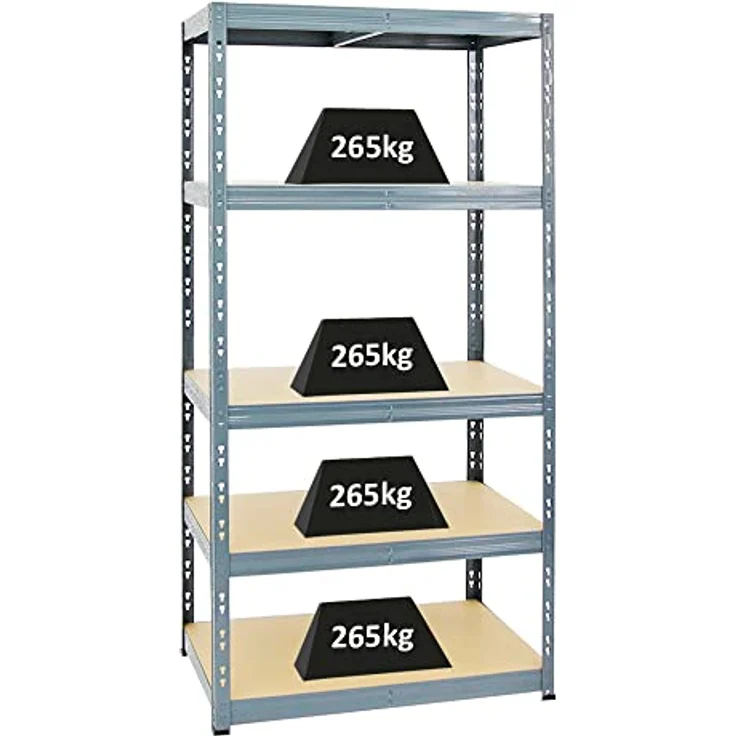 Proregal Schwerlastregal Tiger, 180x90x60 cm, 5 Böden, Traglast 265 kg pro Boden, Grau – Bild 1