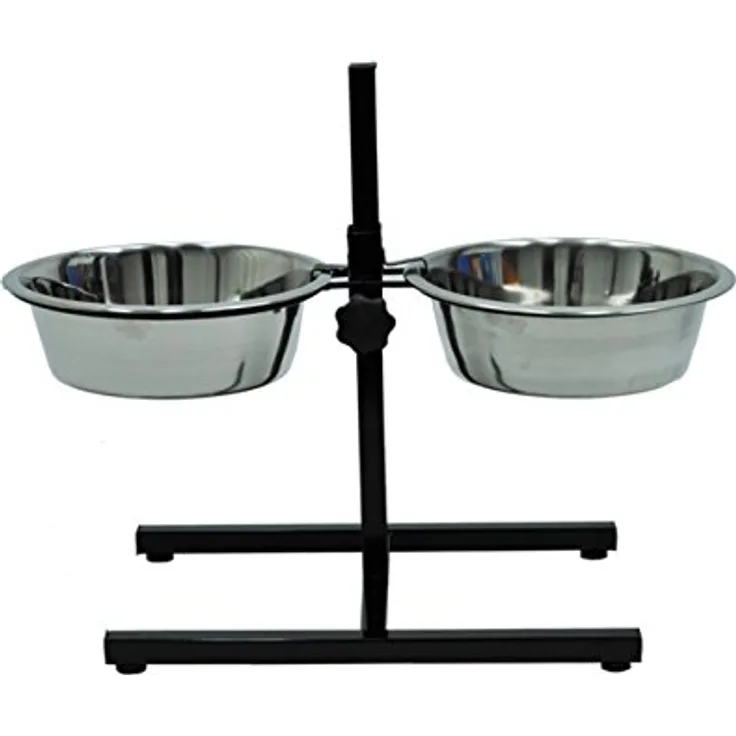 Nobby Napfständer verstellbar DINER BAR inkl. 2 Näpfen 2 x Ø 25,5 cm 2,75 ltr. - höhenverstellbar - Fassungsvermögen 2 x 2,80l - als Wasser- oder Fressnapf geeignet