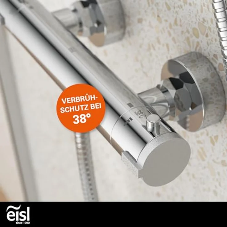 EISL CLAUDIO, Mischbatterie mit Thermostat, Thermostatarmatur mit Sicherheitssperre bei 38°C, Duscharmatur mit Wassersparfunktion, CLT168ACR, Chrom_2, Hochdruck – Bild 4