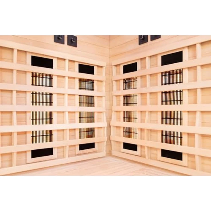 Dewello Infrarotkabine MONTREAL 140 Wärmekabine für 1 Personen, 6 Vollspektrumstrahler, BxTxH: 140 x 140 x 190 cm (Sternenhimmel, Farblichttherapie, Ionisator, Ozondesinfektion, Aromatherapie, Multimedia, USB-Anschluss) - Ebenholz-Look – Bild 4