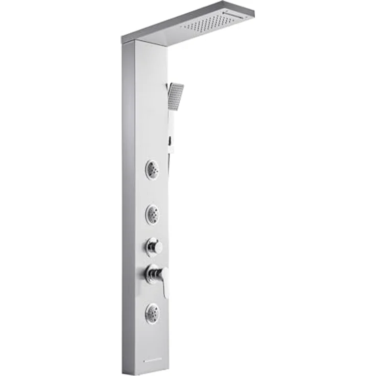 VEVOR Duschpaneel-Turmsystem (5 in 1), Edelstahl Duschsäule mit Regenwasserfall-Duschkopf, Handbrause, Wannenauslauf & 3 Körperdüsen, 1345 mm – Bild 1