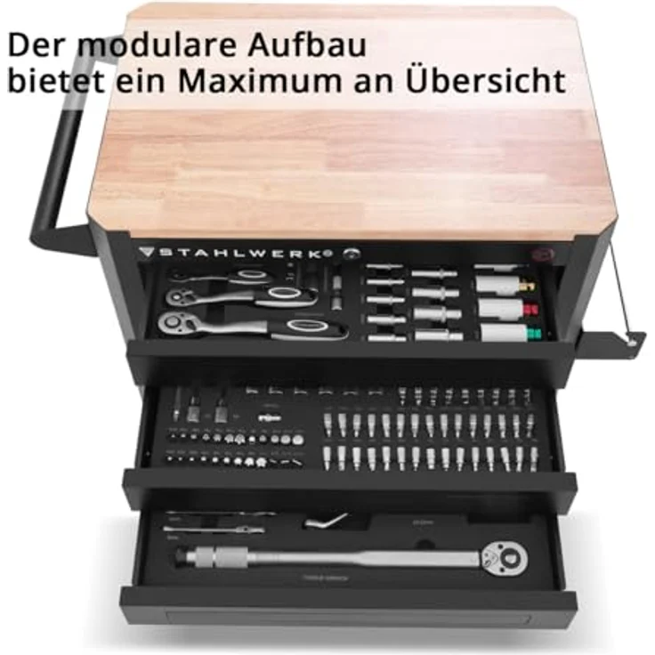 STAHLWERK Werkstattwagen CROW, Werkzeugwagen mit 235 Teilen und CrV Werkzeugen, multifunktional und robust – Bild 5