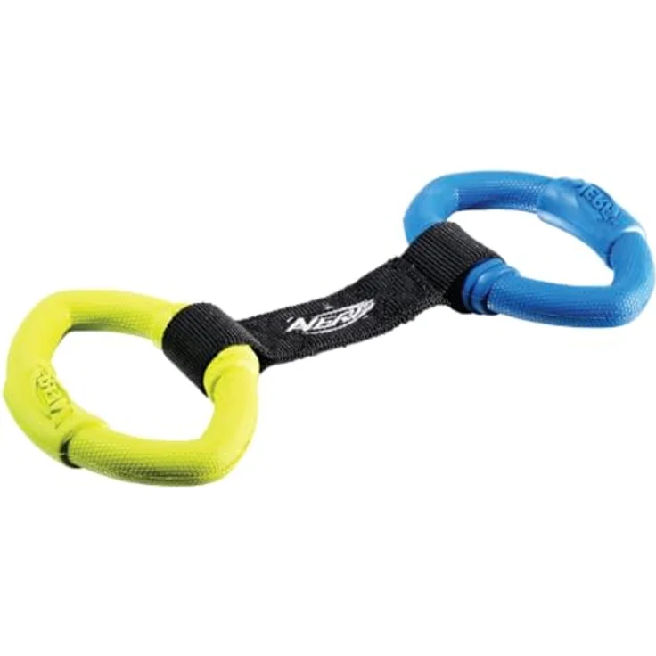 Nerf Dog 2 Ring Strap Tug, mehrfarbiges Ziehspielzeug für Hunde, hochwertiges Tierspielzeug von Hasbro – Bild 2