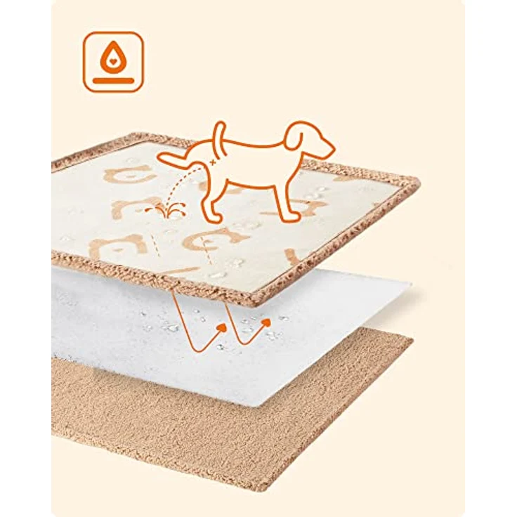 Feandrea wasserdichte Hundedecke, Sherpa Fleece Haustier Decke für mittelgroße und große Hunde, Katzen, 152 x 127 cm, XL, maschinenwaschbar, beidseitiger Sofabezug-Schutz, beige – Bild 3