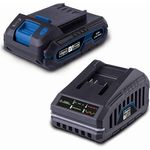 Scheppach 20V Starter-Kit mit 2Ah Akku & 2,4A Ladegerät (65W) | 20V-IXES-Serie | Kabellos arbeiten, LED-Anzeige, Gummiertes Gehäuse