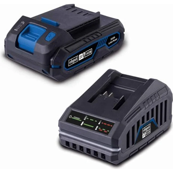 Scheppach 20V Starter-Kit mit 2Ah Akku & 2,4A Ladegerät (65W) | 20V-IXES-Serie | Kabellos arbeiten, LED-Anzeige, Gummiertes Gehäuse – Bild 1