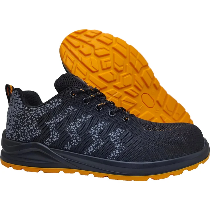 Power Safe Sicherheitshalbschuh Timo S1, rutschfest mit Stahlkappe, schwarz/orange, Größe 44