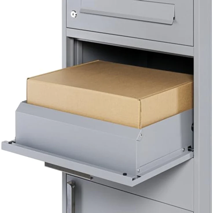 Zelsius Paketbriefkasten RAL9007 Grau mit Paketfach, integrierte Rückholsperre | Bodenmontage | Parcel Box – Bild 5