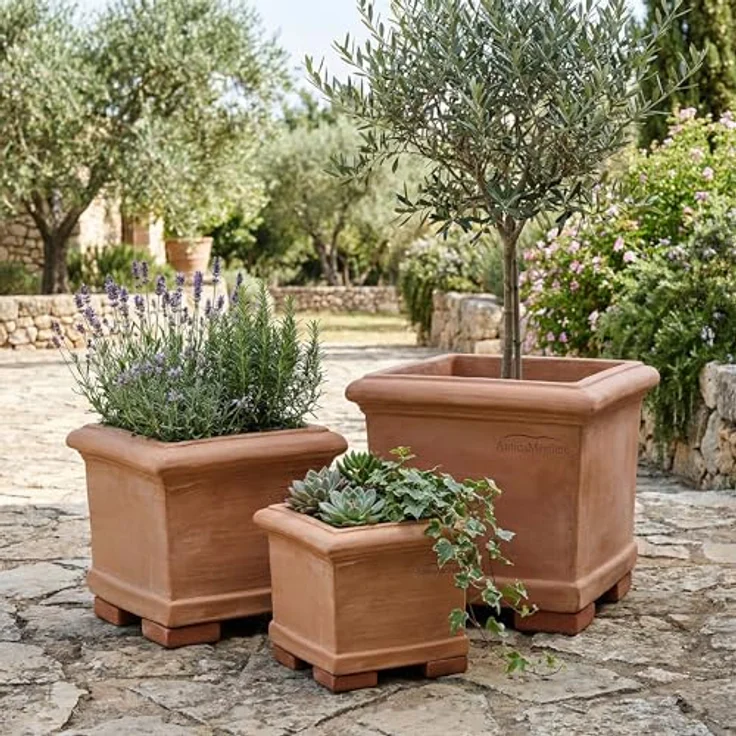 Teramico Kübelfüße Unterlegscheiben Untersetzer Dreieck Terrakotta 7cm 3er SET – Bild 10