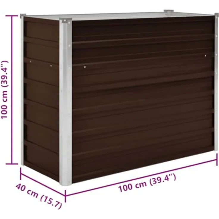vidaXL Garten-Hochbeet Braun 100 x 40 x 77 cm Verzinkter Stahl – Bild 4
