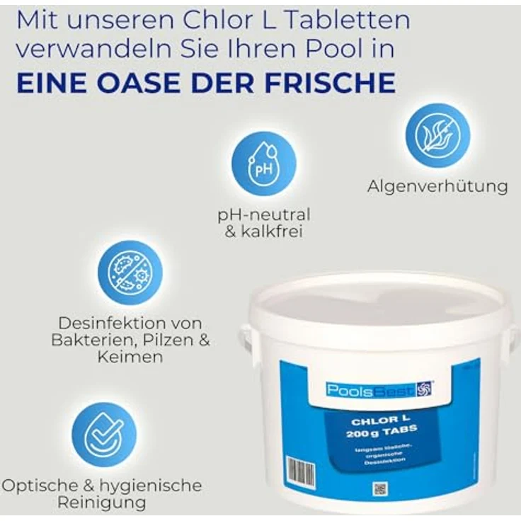 3 kg - PoolsBest® Chlor L 200g Tabletten 92% Aktivchlor langsamlöslich – Bild 6