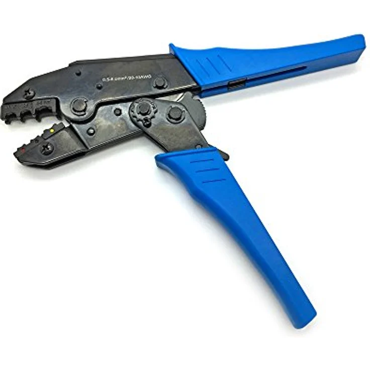 ARLI Crimpzange Set, Profi Zange mit Ratschenfunktion und 50x gelben Stoßverbindern, 4-6 mm² Quetschverbinder für isolierte Steckverbindungen – Bild 2