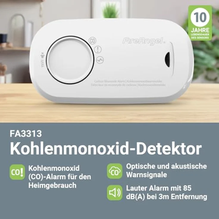 FireAngel FA3313-EUX10 Kohlenmonoxid-Melder batteriebetrieben detektiert Kohlenmonoxid – Bild 2