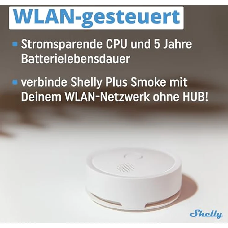 Shelly Plus Smoke | Smarter WLAN- und Bluetooth-Rauchmelder | Sofortige App-Benachrichtigung und akustische Warnungen | Feuermelder | Kompaktes Design | Einfach Einzurichten – Bild 5