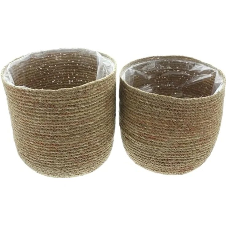 Dekoleidenschaft 2X Pflanzkorb Terra aus Seegras, braun, Blumentopf, Pflanzkübel - 2er Set, für Innen- und Außenbereich, Handarbeit – Bild 2
