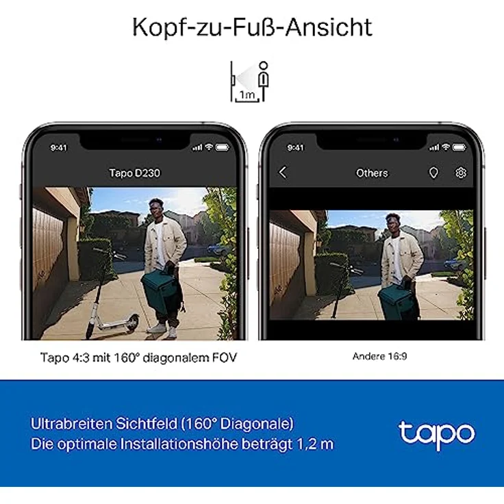 Tapo D230S1 Video-Türklingel Akku (Video Doorbell) | Türklingel mit Kamera, 2K 5MP, Farbe Nachtsicht, ultrabreiten Sichtfeld, herausnehmbare Batterie, KI-Erkennung, Mit Chime – Bild 4