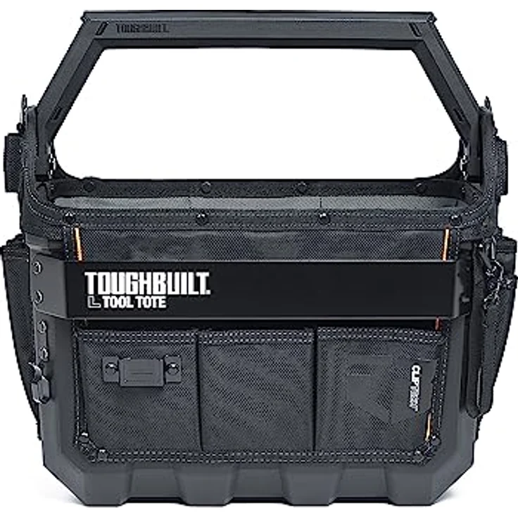 ToughBuilt Large Tool Tote, strapazierfähige Werkzeugtasche mit Hartschalenkonstruktion, wasserdichtem Boden und flexiblen Außentaschen – Bild 2