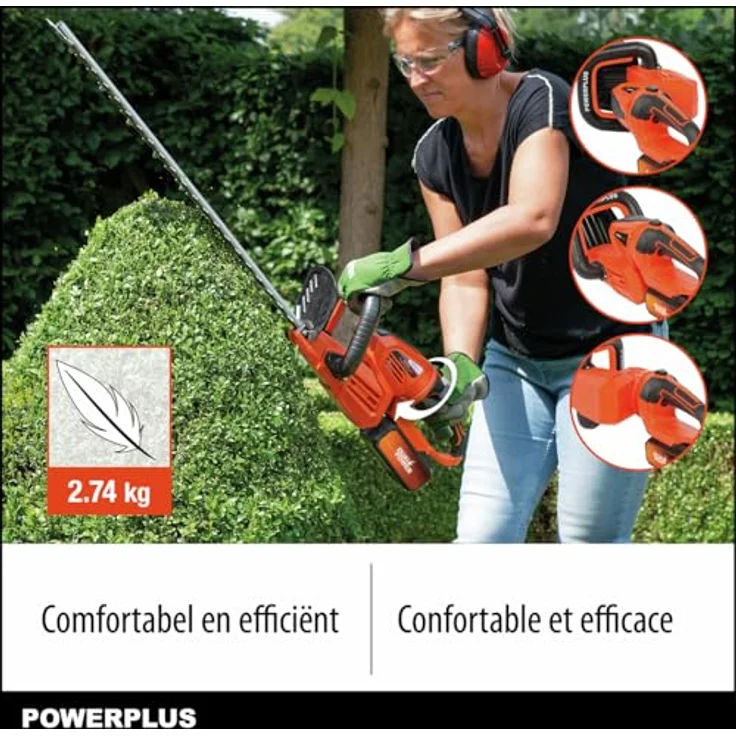 Powerplus Dual Power Heckenschere 40V, 670mm, kabellos mit lasergeschliffenen Messern, drehbarem Griff, exkl. Akku und Ladegerät – Bild 5