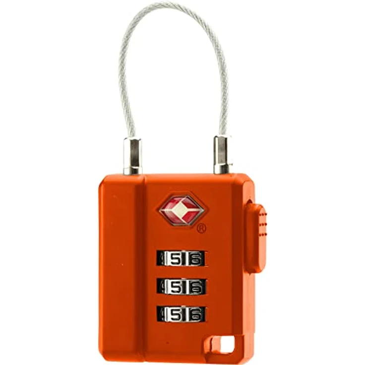 Relags Vorhängeschloss BasicNature 'TSA', Zahlenschloss mit 3-stelligem Zahlencode und Stahlseil, orange – Bild 2