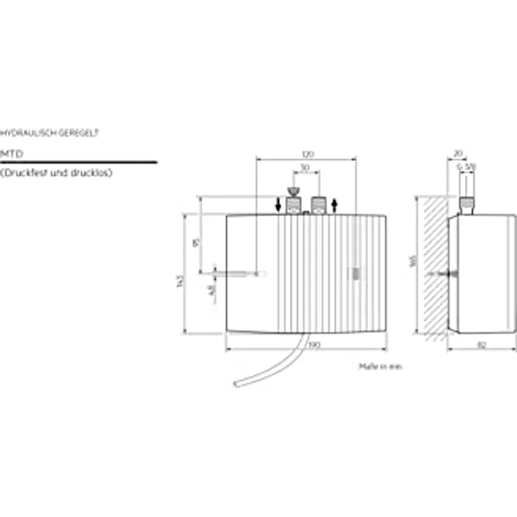 AEG MTD 570, hydraulischer Klein-Durchlauferhitzer für Handwaschbecken, 5,7 kW, Festanschluss 230V, druckfest und drucklos, VDE geprüft – Bild 4