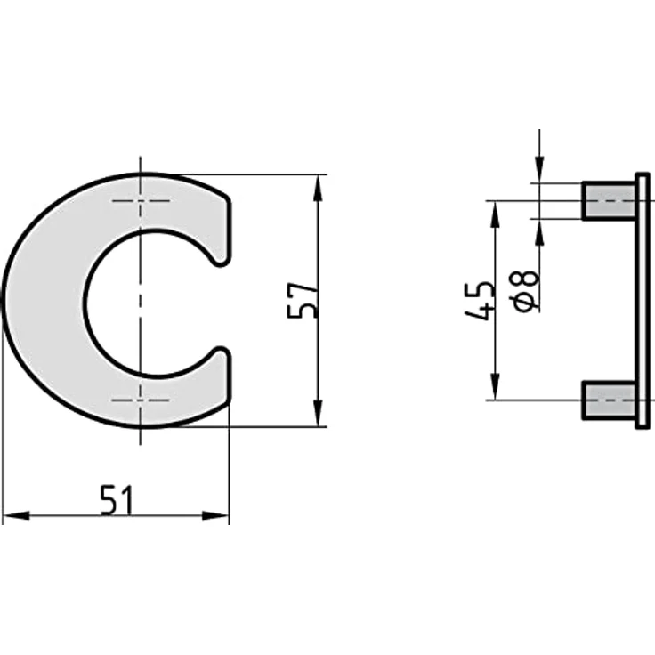 BASI | Hausnummern aus gebürsteten Edelstahl | Zahlen 0-9 | Buchstaben a - c | inkl. Befestigungsmaterial | Buchstabe c – Bild 3