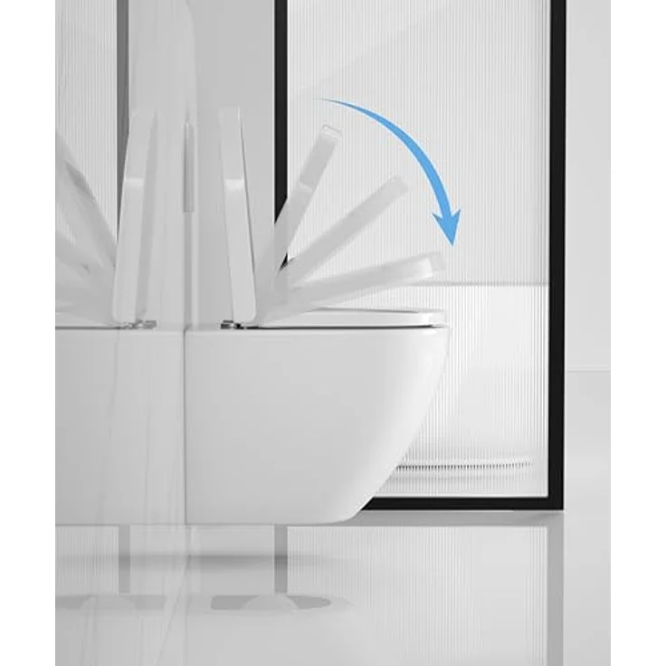 Sanicomfort Wand-WC Set "Cozy", Tiefspül-WC spülrandlos mit glänzendem weißen WC-Sitz – Bild 5