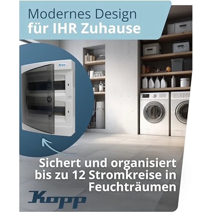 Kopp Abdeckrahmen 350912048, Aufputz-Verteilerkasten IP40 mit Tür, 2-reihig für 24 Pole, grau, Abmessungen 287x361x112 mm – Bild 4