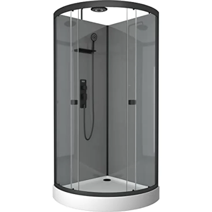 Marwell Komplettdusche Grey Style Round, 90x90 cm, Fertigdusche mit 5mm gehärtetem Glas – Bild 3