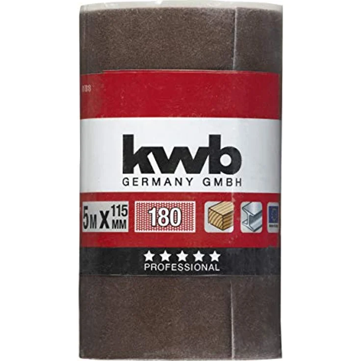 kwb Schleifpapier auf Rolle - Schleifpapier-Rolle 5 m für Metall, Holz, Lack 115 mm, Korn K-180 - Preisvergleich – Bild 2