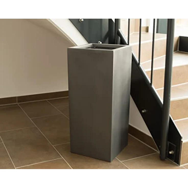 Elegant Einrichten Fiberglas Pflanzkübel Säule 30x30x60cm, Anthrazit-Metallic, UV-beständig und frostsicher – Bild 6