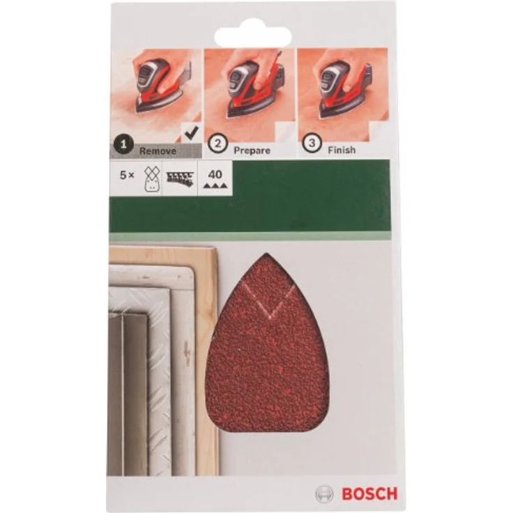 Bosch Schleifblatt (für Multischleifer verschiedene Materialien, 5 Stück, 95 x 135 mm, Körnung 40) – Bild 4