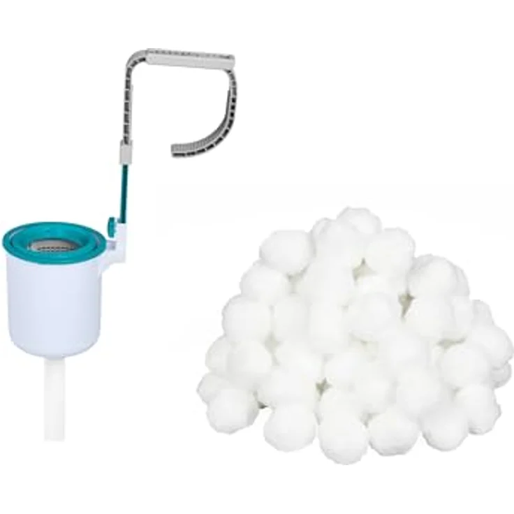 Bestway Flowclear Poolskimmer Starter-Kit mit 500 g PolySphere Filterbällen, Einhängeskimmer für Filteranlagen ab 2.006 l/h zur automatischen Oberflächenreinigung – Bild 1