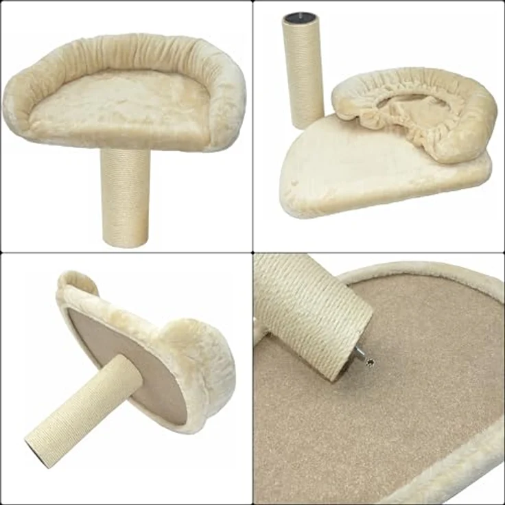 nanook Katzen Liegeplatz Katzenbett XL 60 x 40 cm inkl. Kratzstamm 35 cm, für große Katzen geeignet, Kratzbaum Erweiterung, Farbe: beige – Bild 5